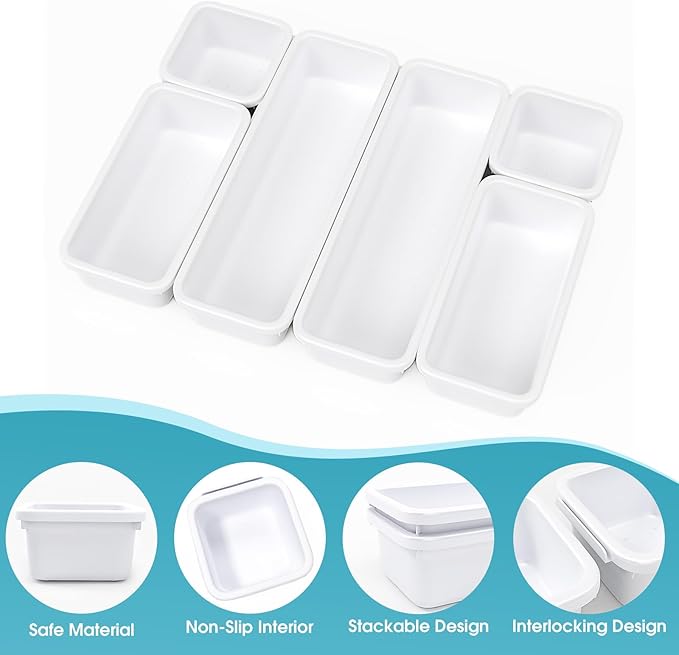 6 PCS Drawer Organizer Set, 3 Size Makeup Drawer Divider Organizer - Image 3