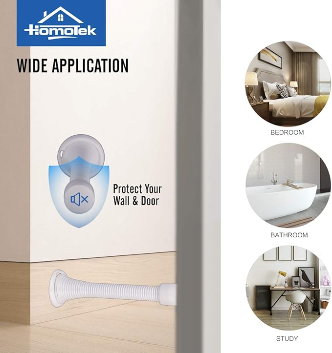 HOMOTEK 12 Pack Spring Door Stops, 3-1/8” Heavy Duty Door Stop - Image 6