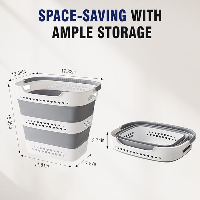 Collapsible Plastic Laundry Basket Hamper - Image 4