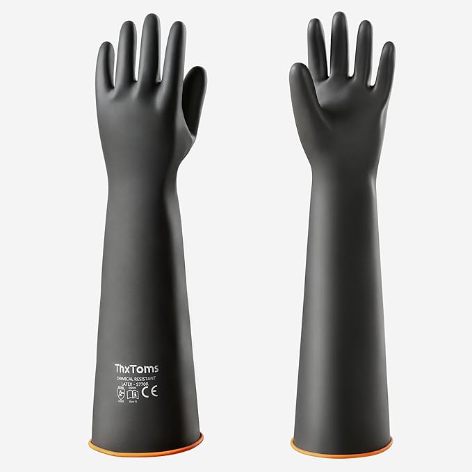 ThxToms Heavy Duty Latex Gloves, Long Rubber Gloves, Chemical Resistant Gloves by ThxToms