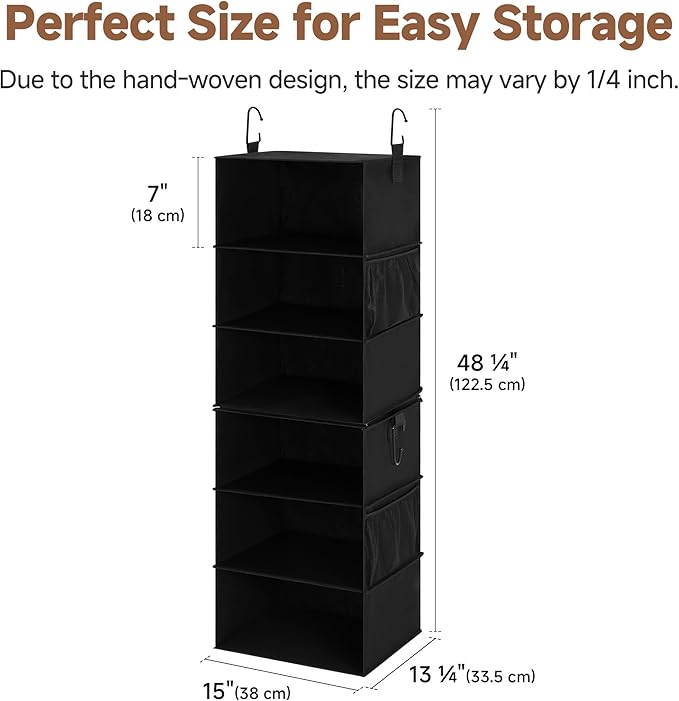 StorageWorks Hanging Closet Organizer 6-Shelf, Jumbo Separable Two 3 Shelf - Image 3