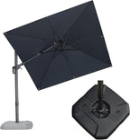 PURPLE LEAF 8' X 8' Tilting Patio Umbrella with Base Outdoor Cantilever Swivel Square Umbrella with Tilt Aluminum Offset Umbrella with 360-degree Rotation for Garden Deck Pool Patio Grey by PURPLELEAF