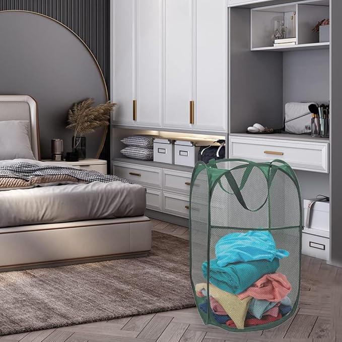 Pop Up Laundry Basket, Collapsible Mesh Laundry Hamper, Vertical Popup Hamper - Image 7