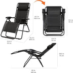 Amazon Basics Outdoor Patio Zero Gravity Portable Folding Reclining Lounge Chair with Padded Headrest Pillow, Weather Resistant Textilene, 26", Black - Image 3