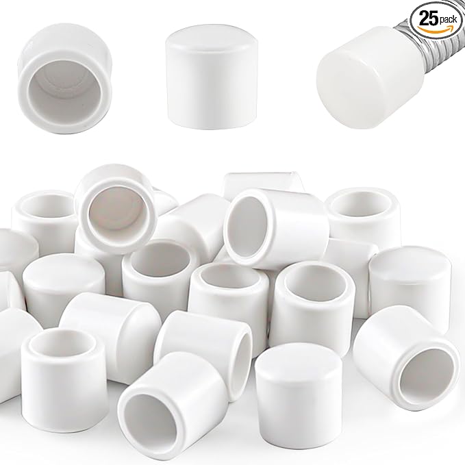 25 Pack Door Stop Tips & Caps 0.39" White Rubber Door Stop Replacement by Unknown