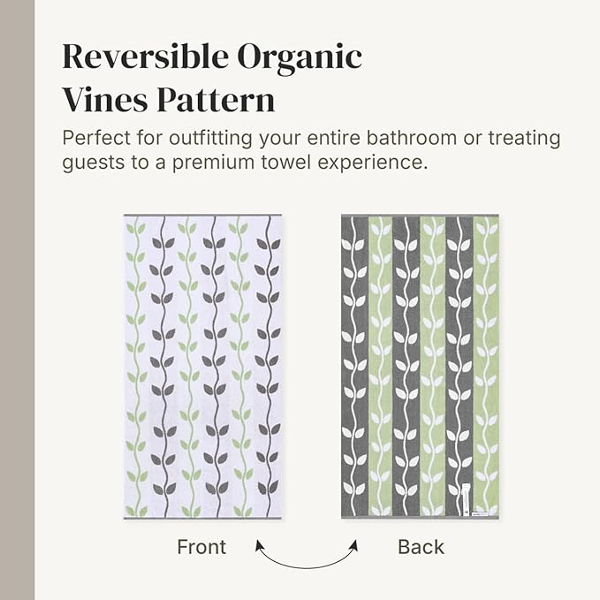 Modern Threads Organic Vines 6-Piece 100% Cotton Towel Set – Yarn Dyed Jacquard - Image 6