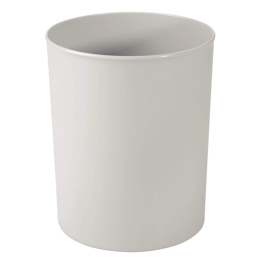 iDesign Franklin BPA-Free Plastic Round Waste Basket, Light Gray by iDesign