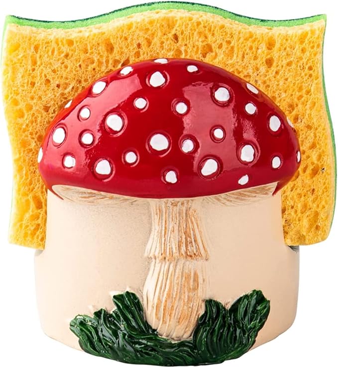 Mushroom Kitchen Sponge Holder Red Ceramic Sponge Holder by dgudgu