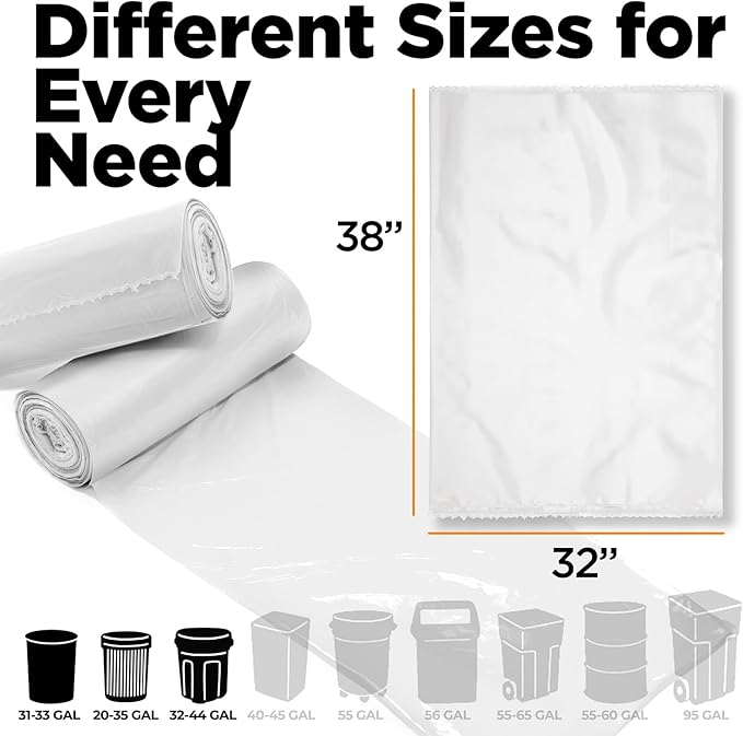 30-33 Gallon Clear Trash Bags Heavy Duty - Image 2