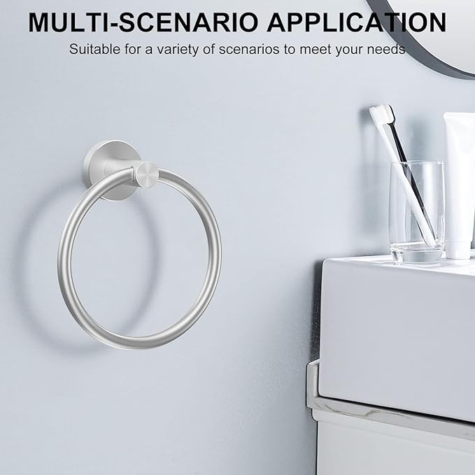 SetSail Towel Holder for Bathroom Wall Silver Towel Ring Stainless Steel Hand - Image 7