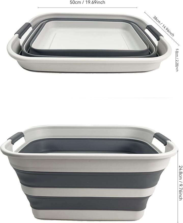 SAMMART Set of 2 Collapsible Plastic Laundry Basket - Image 4
