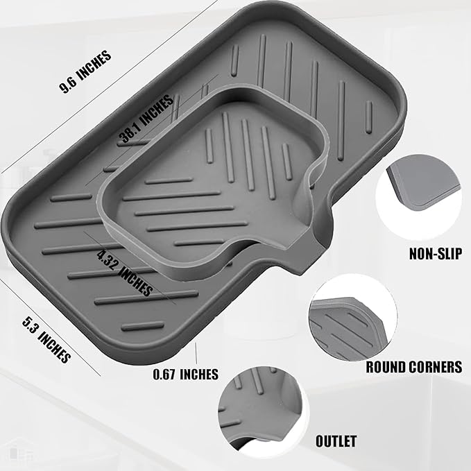 2 PC Sponge Stand for Kitchen Sink and Soap Tray for Bathroom Sink, Silicone - Image 2