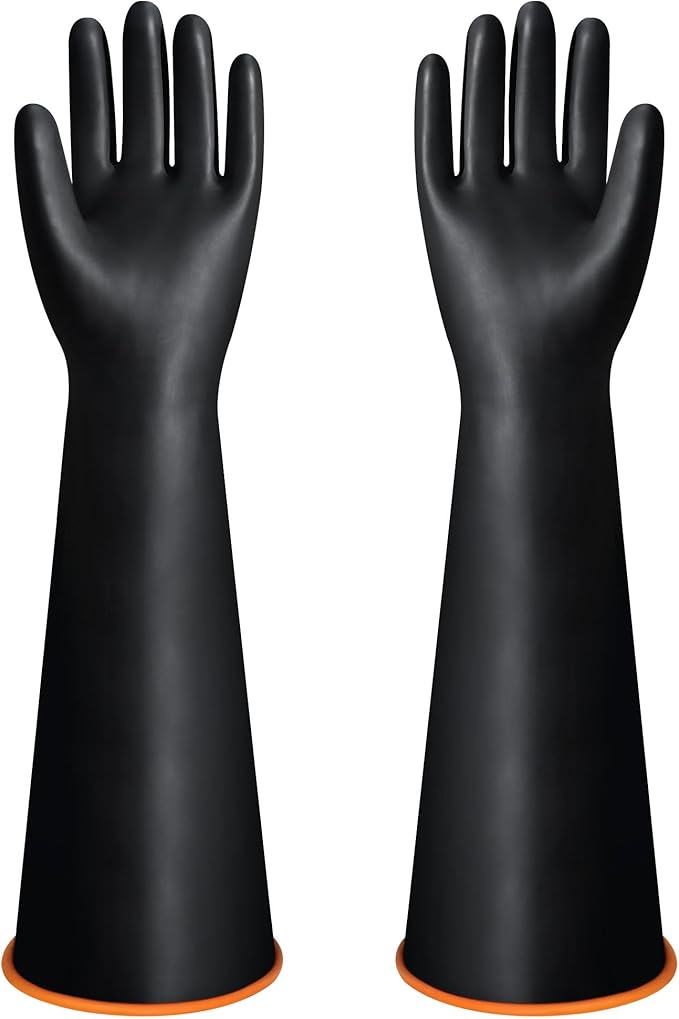22" Chemical Resistant Gloves, Reusable Heavy Duty Long Rubber Glove, by Nobgum