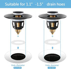 Black Bathroom Sink Stopper – Pop Up Drain Stopper & Sink Strainer, Universal - Image 3