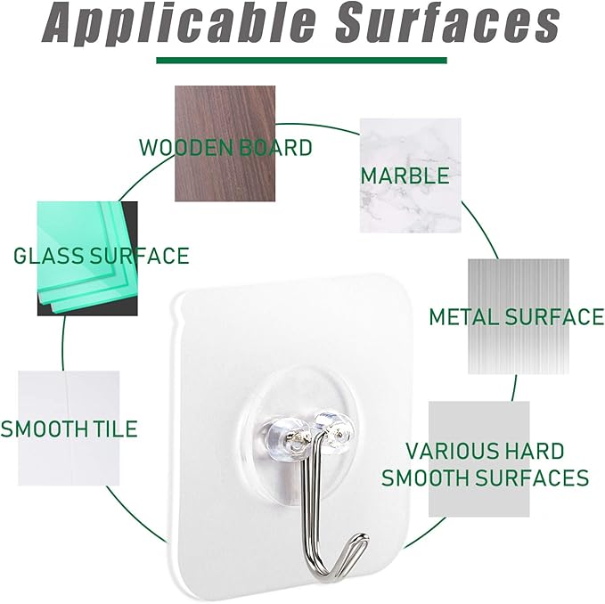 AROIC 58 Packs Adhesive Hooks for Hanging, Hook Heavy Duty Self Adhesive Wall - Image 6