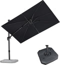 PURPLE LEAF 6.5' X 10' Right-left Tilt Patio Umbrella with Base Outdoor Cantilever Swivel Rectangle Umbrella Aluminum Offset Umbrella with 360-degree Rotation for Garden Deck Pool Patio Grey by PURPLELEAF