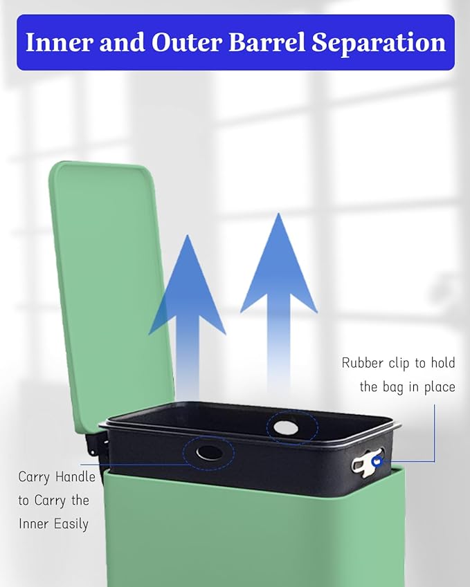 8 Gallon Slim Trash Can with Soft Close Lid, Stainless Steel Trash Can with - Image 4