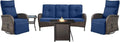 Belord 5 Piece Wicker Patio Furniture Set with 30" Propane Fire Pit Table, Outdoor Swivel Recliner Chairs with Adjustable Backrest & Footrest for Patio Conversation and Backyard Gathering by Belord