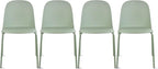 2xhome Modern Stackable Armless Dining Chair | Plastic Shell Seat with Metal Legs | Indoor or Outdoor Use | Home Kitchen Patio (4, Green, No Padding) by 2xhome