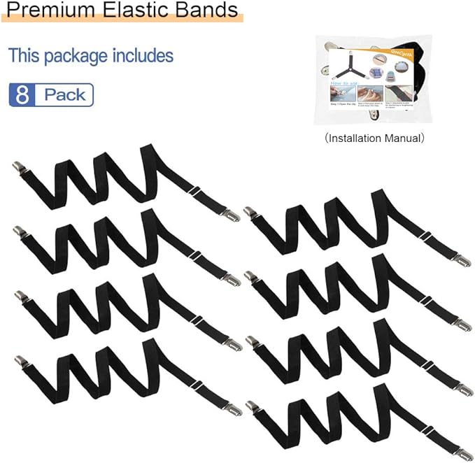 Adjustable Bed Sheet Straps Clips, Elastic Mattress Sheet Fasteners Holder and - Image 7