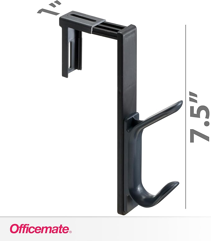 Officemate Double Coat Hooks for Cubicle Panels, Adjustable 1.25-3.5 Inch - Image 2