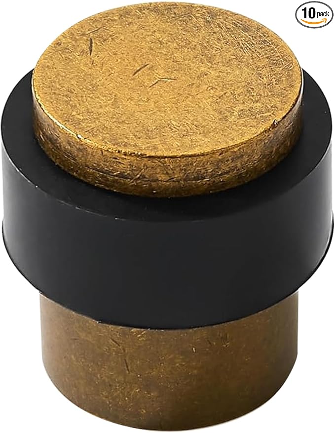 KHTUMEWARE 10 Pack 1-1/2 in Floor Door Stopper, Antique Brass Door Stop by khtumeware