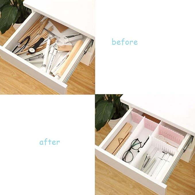 Onerbuy 8pcs Adjustable Grid Drawer Dividers DIY Plastic Closet Separator Tidy - Image 7