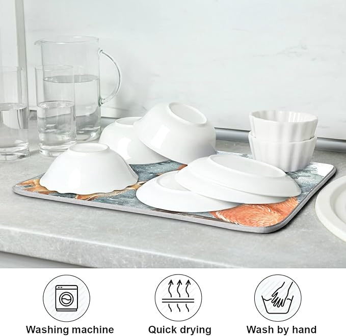 Super Absorbent Dish Drying Mat, Microfiber Fast-Drying Dish Mat, Kitchen Dish - Image 6