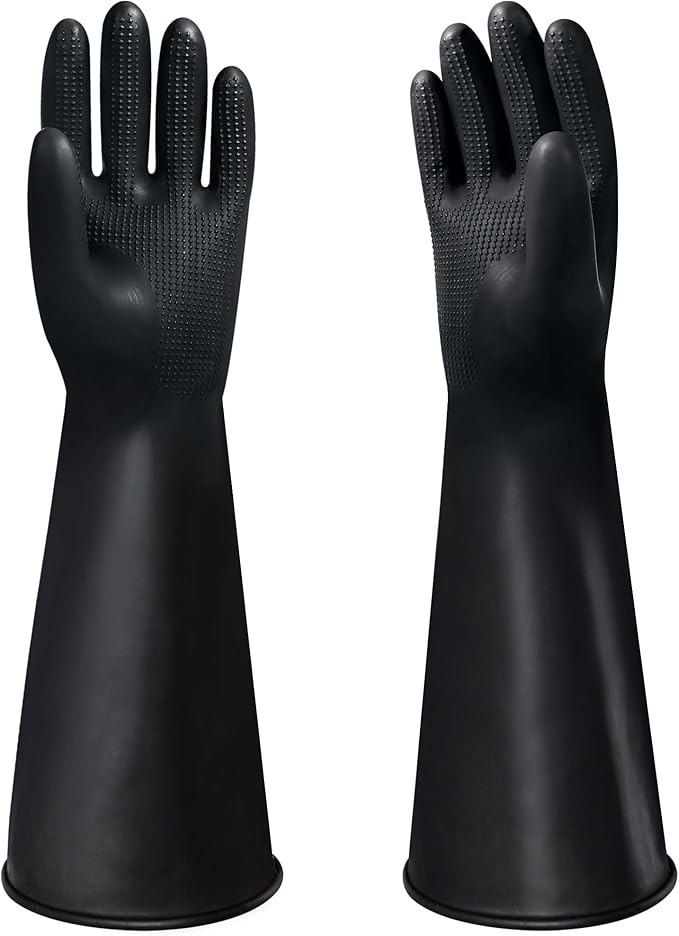 18" Chemical Resistant Gloves, Long Waterproof Rubber Industrial Safety Glove by Nobgum