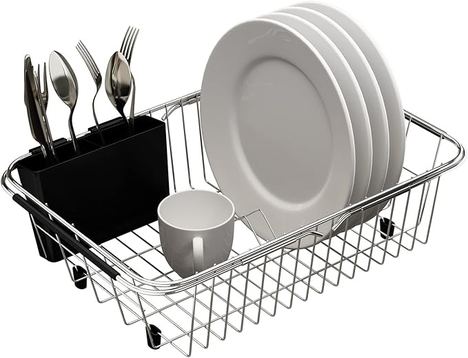 Adjustable Over Sink Dish Rack Stainless Steel Dish Drying Rack On Counter or - Image 5