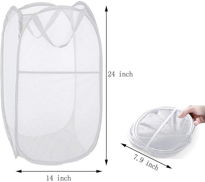 Pop up Laundry Hamper, Portable Foldable Mesh Clothes Hamper - Image 2
