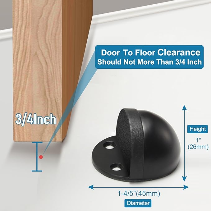 16 Pack Door Stoppers Black Slef Adhesive Floor Door Stops No Drill Rubber - Image 2