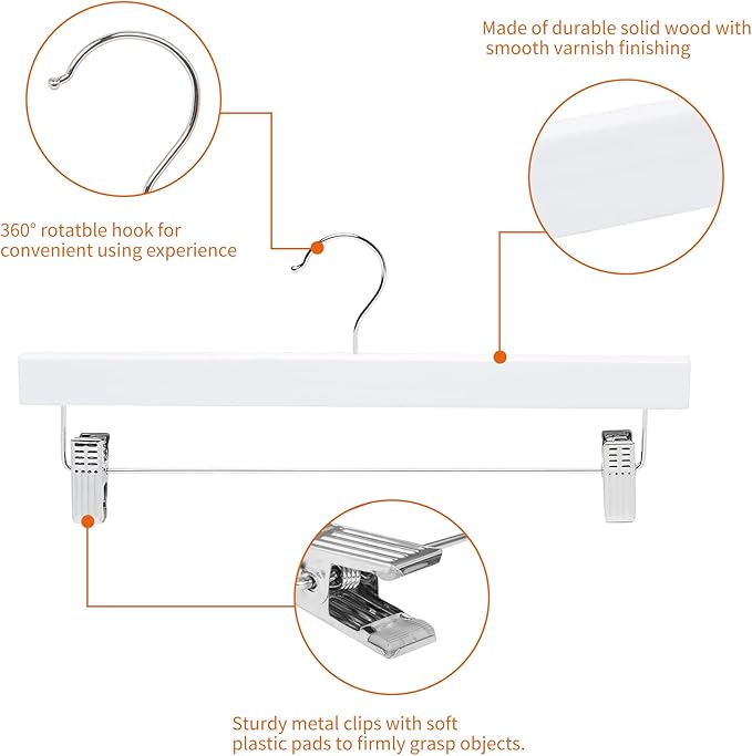 Amazon Basics Durable Wooden Pants and Skirt Hangers - Image 2