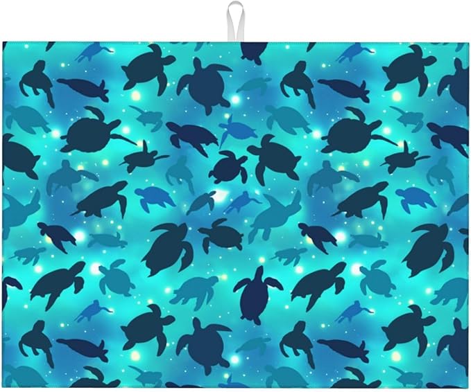 Sea Turtles Blue Dish Drying Mat by indokyeyqaz