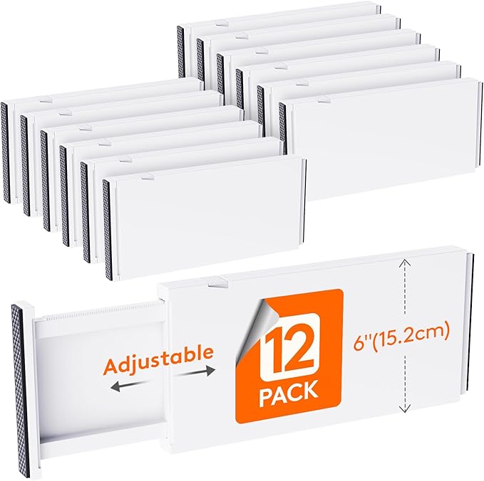 Lifewit 12 Pack 6" High Drawer Dividers 34-56cm/13.5-22" Adjustable Drawer by Lifewit