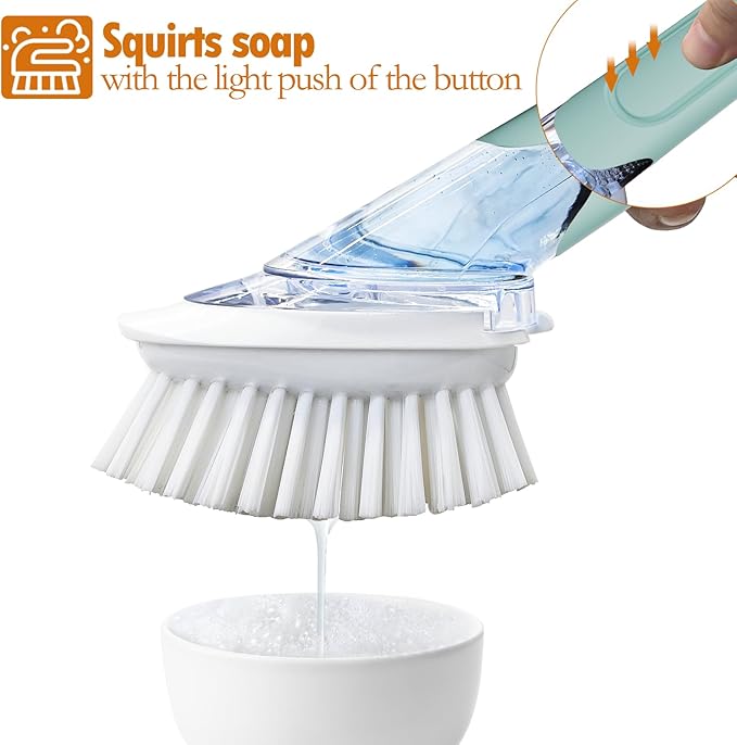 Dish Brush with Soap Dispenser Storage Set with 2 PCS Brush Refills & Holder - Image 5