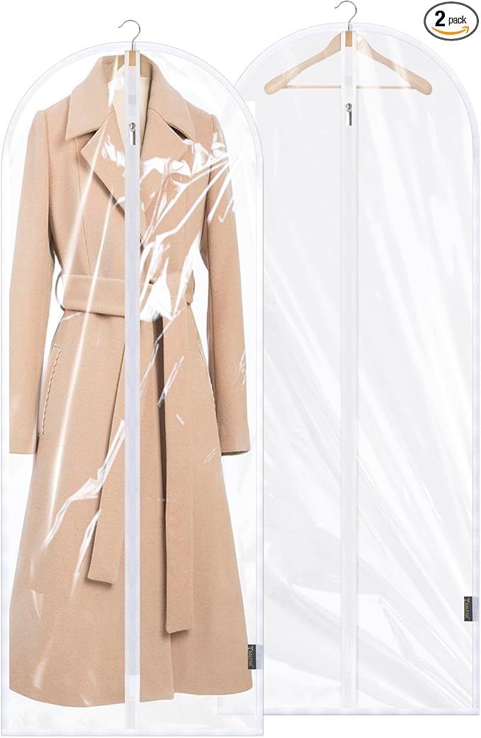 BALEINE 60'' Clear Garment Bags, 2 Packs PEVA Dress Bag by BALEINE