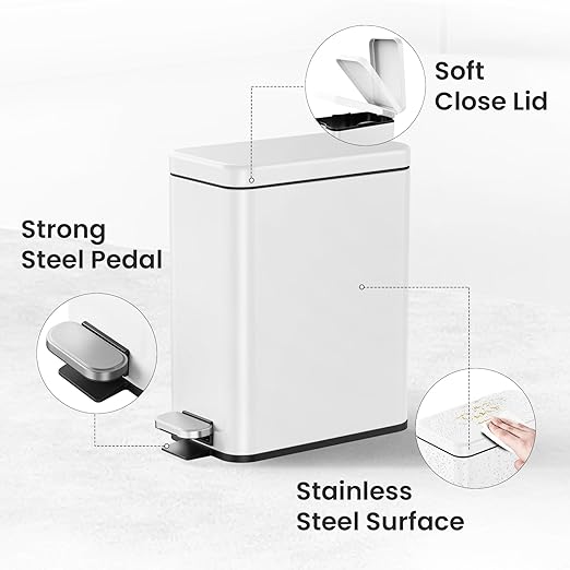 Cesun Bathroom Trash Can with Lid, 2.6 Gallon Small Bathroom Garbage Can Soft - Image 4