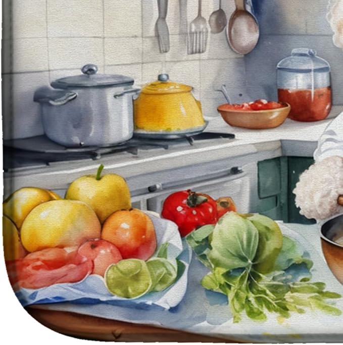 Caroline's Treasures DAC6306DDM White Poodle The Chef Dish Drying Mat Absorbent - Image 4