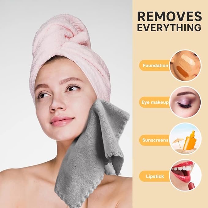 SUNLAND Microfiber Face Cloth Reusable Makeup Remover Facial Cleansing Towel - Image 2