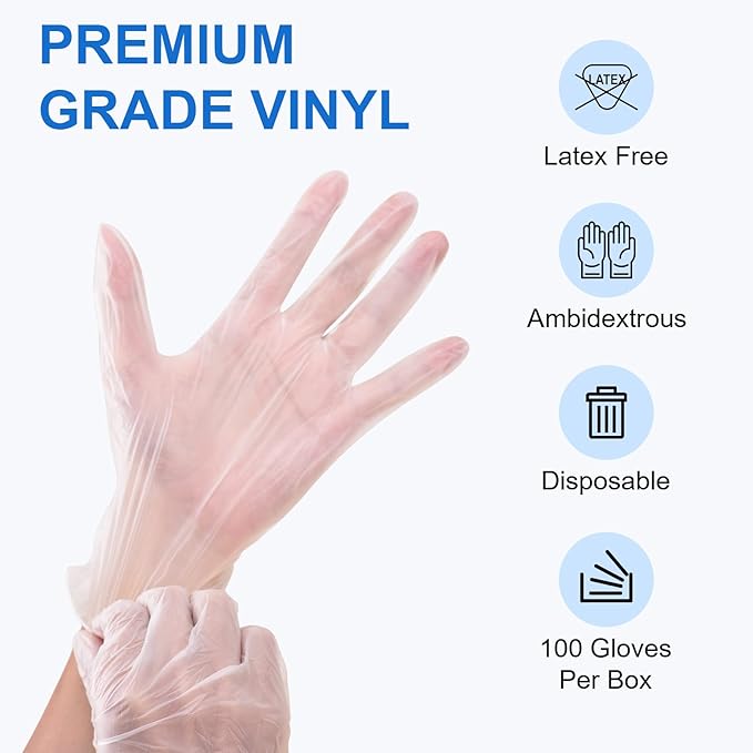Schneider Clear Vinyl Exam Gloves, Latex-Free, Disposable Medical Gloves - Image 3