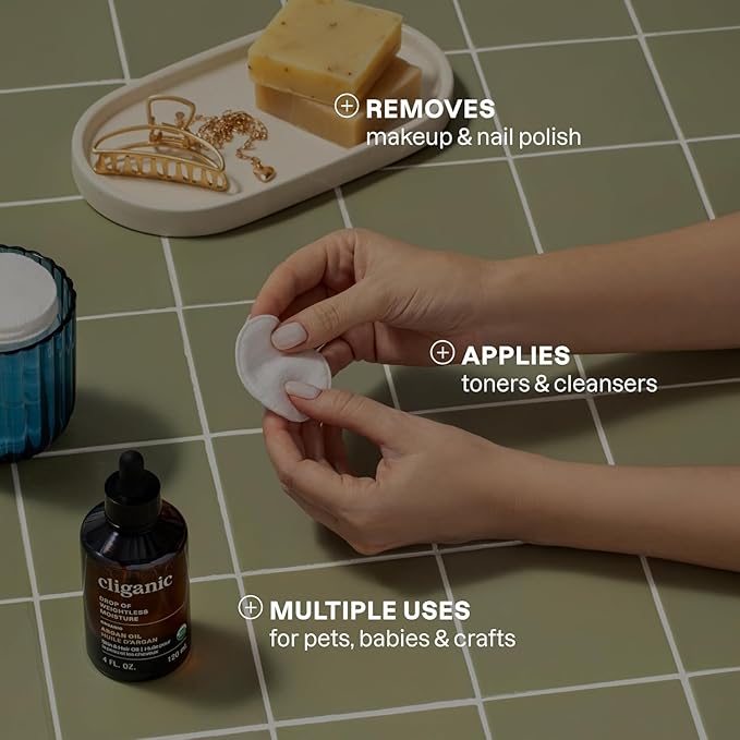 Cliganic Premium Cotton Rounds for Face | Makeup Remover Pads, Hypoallergenic - Image 5