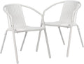 VINGLI PE Rattan Outdoor Dining Chairs Set of 2, Plastic Stackable Patio Chairs for Indoor, Porch, Restaurant, Garden, White by VINGLI