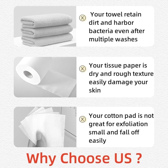 Disposable Face Towels, Biodegradable Facial Towels Clean Face Towels XL - Image 2