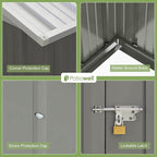 Patiowell 10 x 8 FT Outdoor Storage Shed with Floor Frame, Large Garden Tool Metal Shed with Sloping Roof and Double Lockable Door for Backyard Garden Patio Lawn,Grey - Image 8