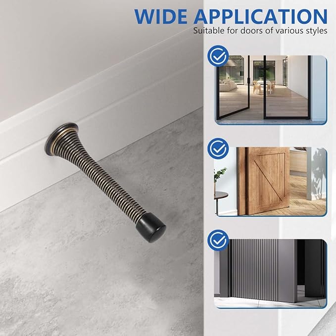 12 Pack Spring Door Stops 3 1/4 Inch Flexible Heavy Duty Spring Door Stopper - Image 5
