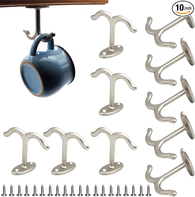 10 Pcs Zinc Alloy Ceiling Double Hook Cabinet Wardrobe Coat Towel Hat Hook by FanSiVoKe