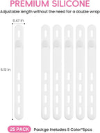 25Pack Silicone Cable Ties, Reusable Cord Organizer - Image 2