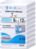 Dirt Defence Plastic Drop Cloth, 9x12 Ft 10 Pack Plastic Sheeting by DIRT+DEFENSE
