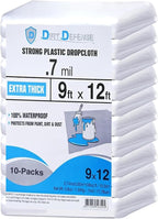 Dirt Defence Plastic Drop Cloth, 9x12 Ft 10 Pack Plastic Sheeting by DIRT+DEFENSE